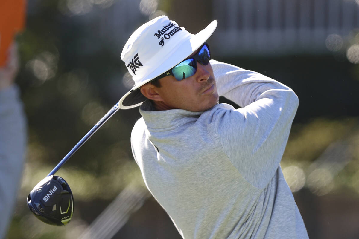 Joel Dahmen drives from the 10th tee during the final final round of the RSM Classic golf tourn ...