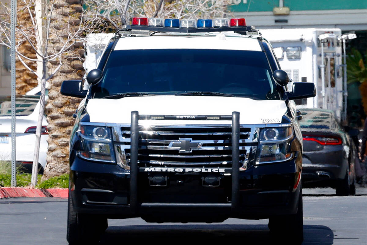 FILE - A Metropolitan Police Department vehicle on Monday, April 8, 2024, in Las Vegas. (Bizuay ...