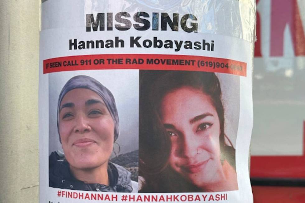 A flyer with information on Hannah Kobayashi, currently missing, is displayed Thursday, Nov. 21 ...