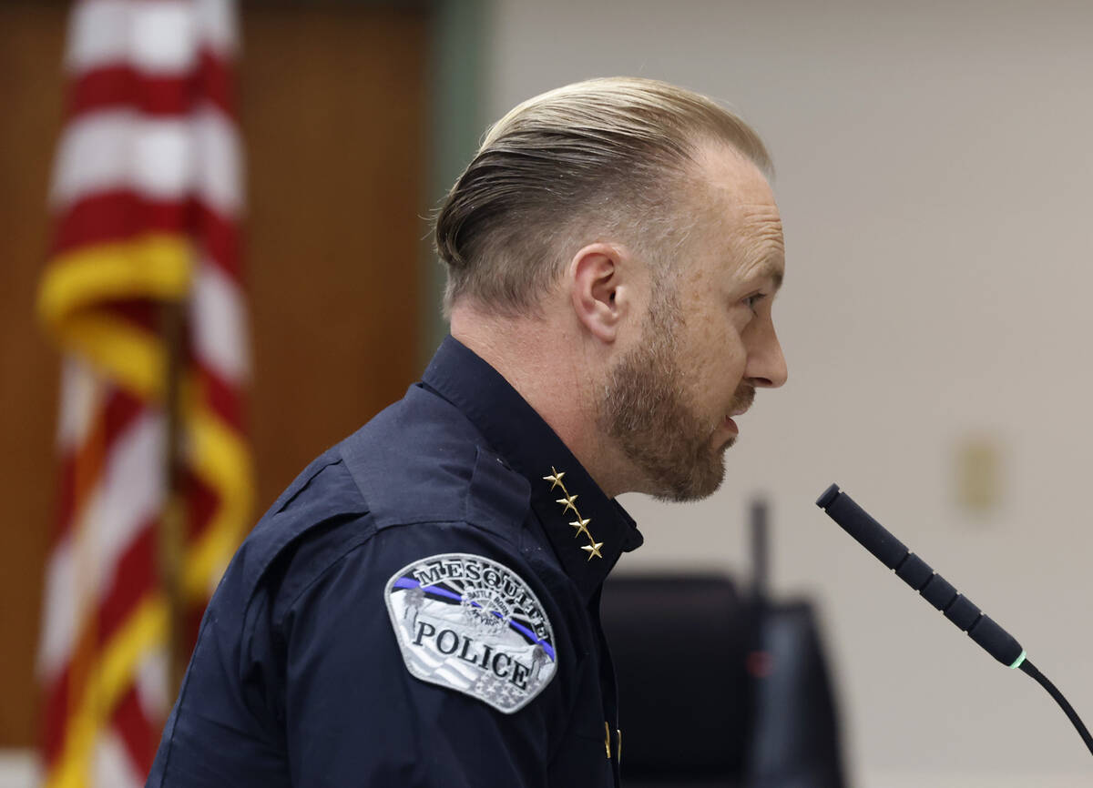 Mesquite Police Chief MaQuade Chesley speaks during a City Council meeting, on Tuesday, Oct. 26 ...