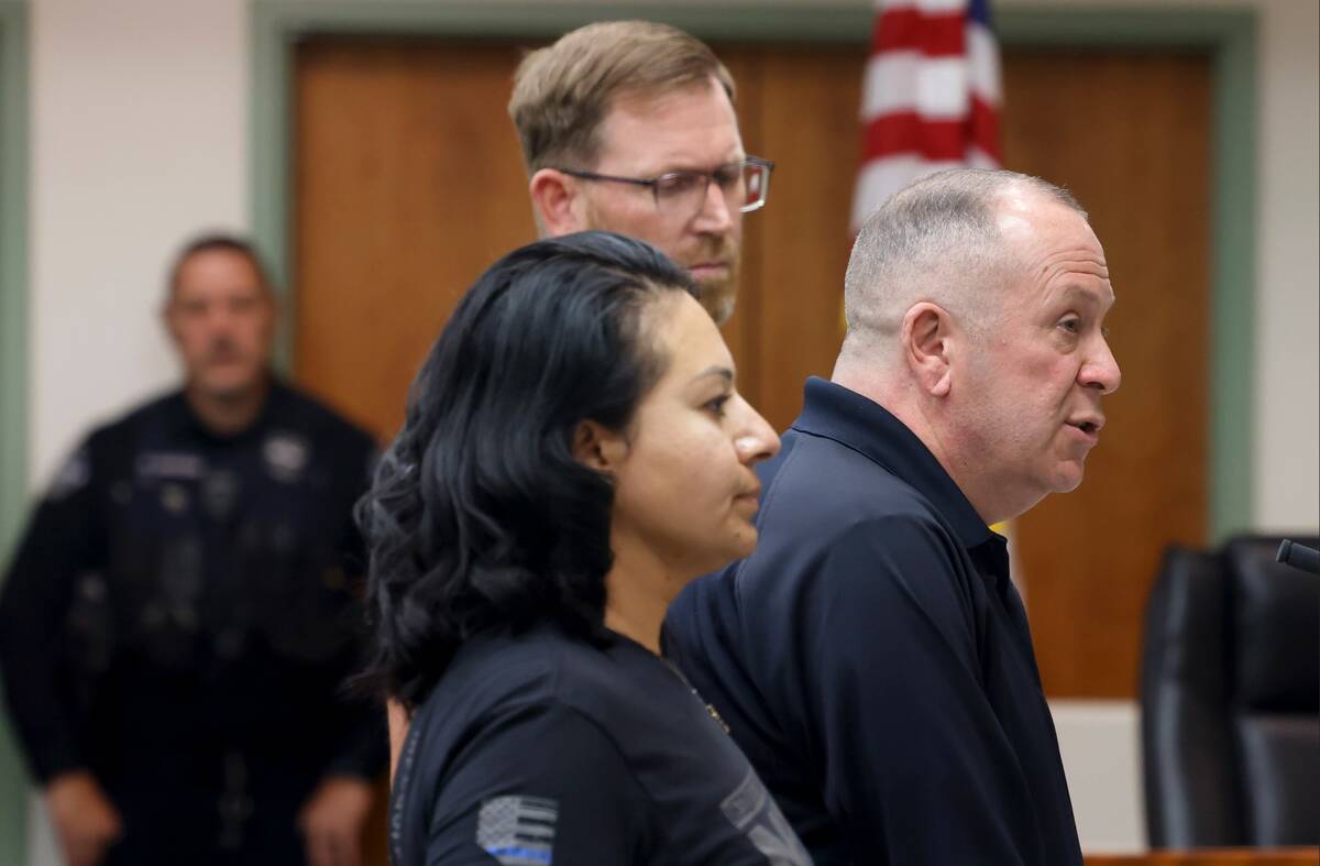 Andrew Regenbaum, right, executive director of the Nevada Association of Public Safety Officers ...