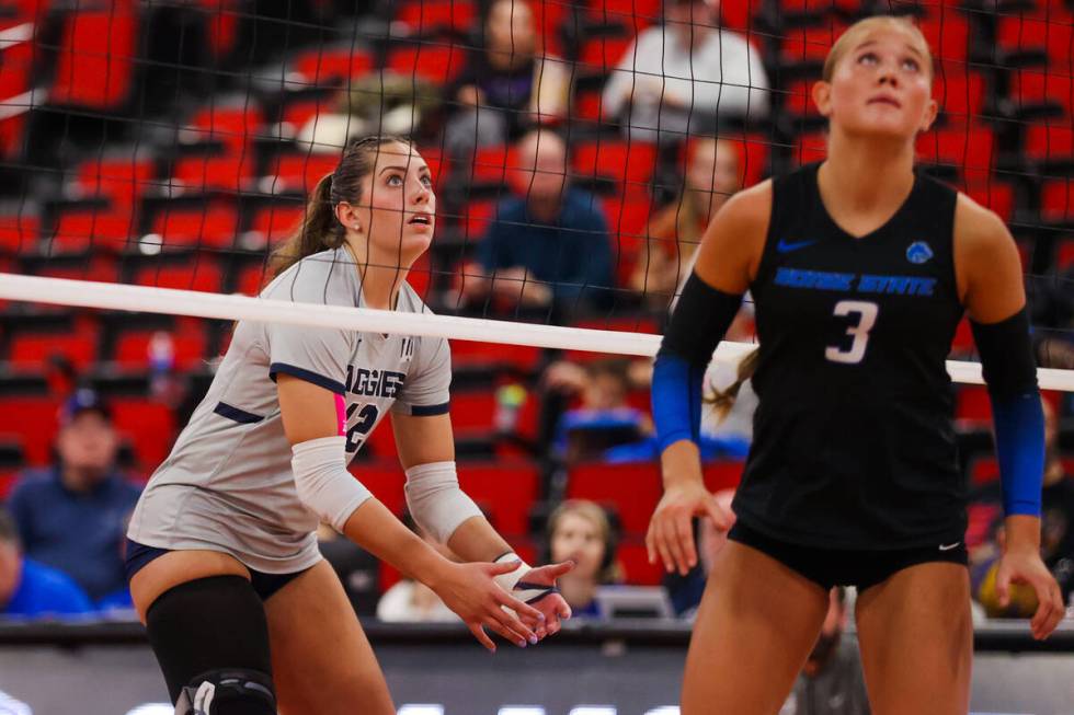 Utah State outside hitter Kaylie Ray (12) is seen during a first round game in the Mountain Wes ...