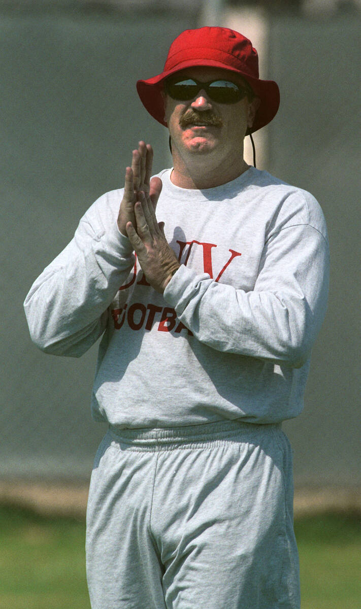 UNLV football coach Jeff Horton during practice on Aug. 11, 1997. (Las Vegas Review-Journal) ...