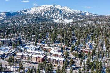 An aerial view of Mammoth Mountain from Mammoth Village on Wednesday, Oct. 27, 2021, in Mammoth ...