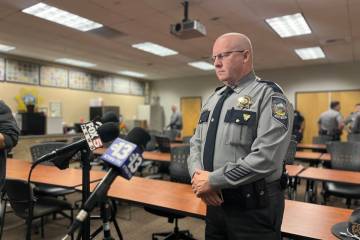 Kevin Honea, deputy chief of the Nevada Highway Patrol, addressed the media ahead of anti-DUI d ...