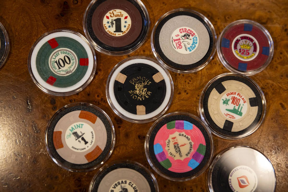 Vintage casino chips are seen at the home of Ralph DeLuca, an art advisor and collector, on Mon ...