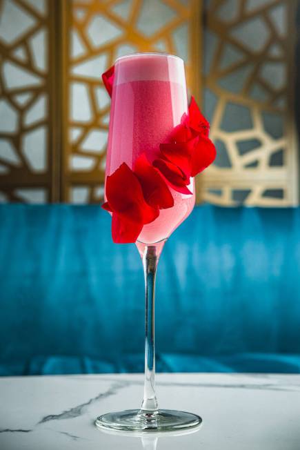 The Pink Champagne cocktail from Gatsby's Cocktail Lounge in Resorts World on the Las Vegas Str ...