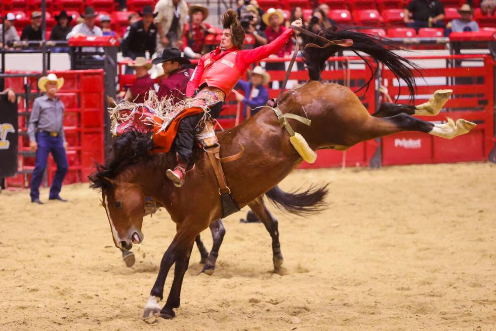 Rocker Steiner rides during The Run For A Million bareback riding competition at the South Poin ...