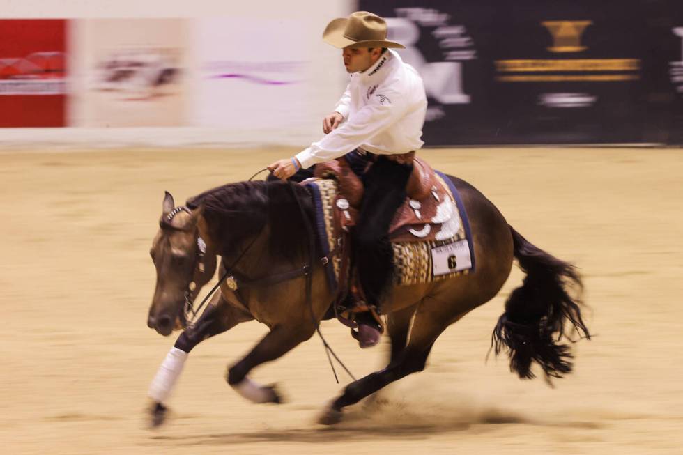 Fernando Salgado rides Xtra Wimp It Good during The Run For A Million competition at the South ...