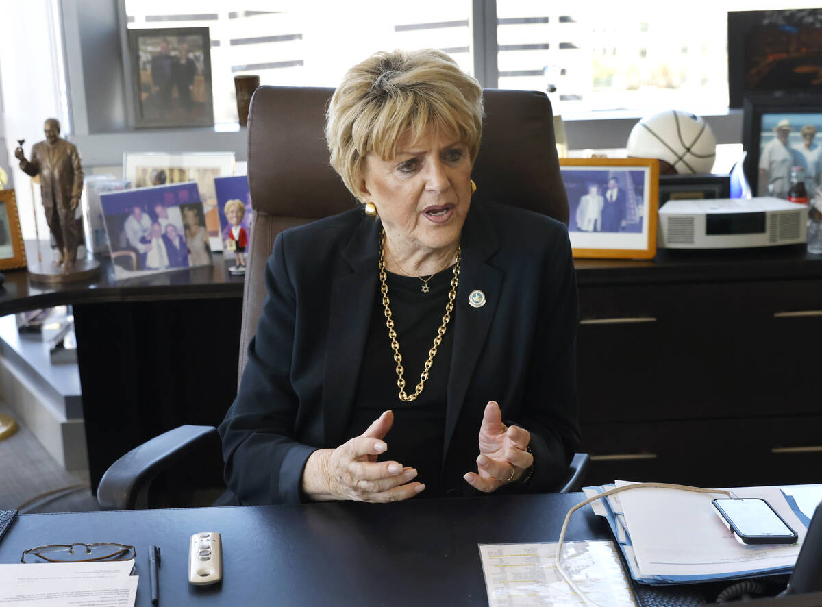 Mayor Carolyn Goodman speaks during an interview with the Review-Journal at her office, on Mond ...