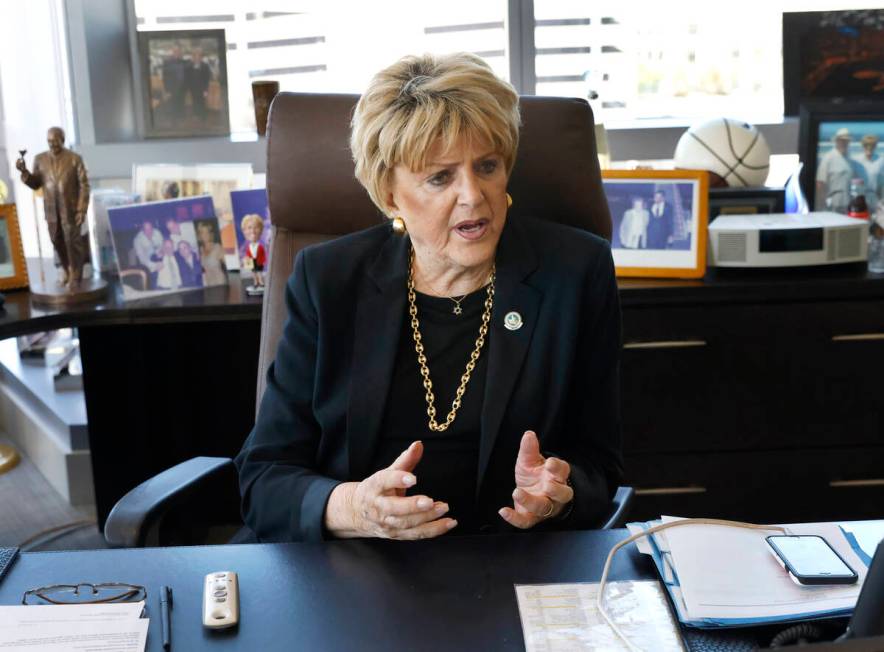 Mayor Carolyn Goodman speaks during an interview with the Review-Journal at her office, on Mond ...