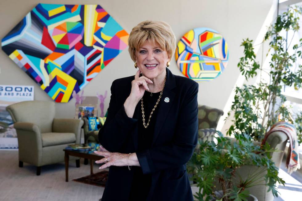 Mayor Carolyn Goodman poses for a photo at her office, on Monday, Aug. 19, 2024, in Las Vegas. ...