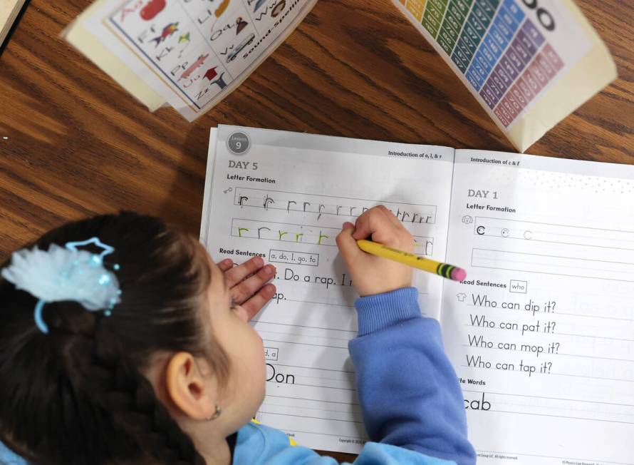 Kindergartener Betsabe Rosales works in the classroom of Kinder Dual Language English teacher L ...