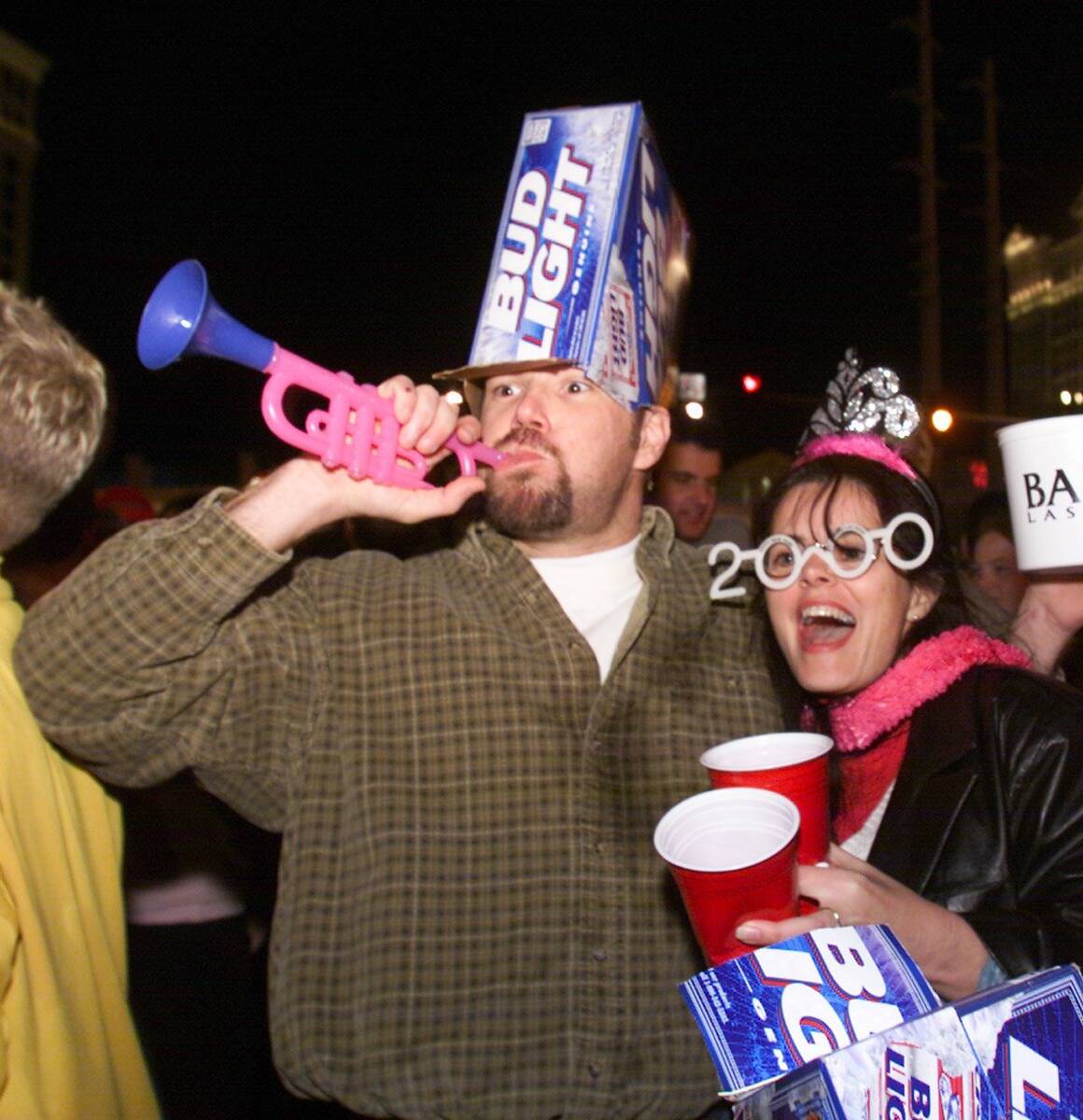 Darin Stover and Karen Dingman bring in the new year at Flamingo and Las Vegas Blvd. (Las Vegas ...