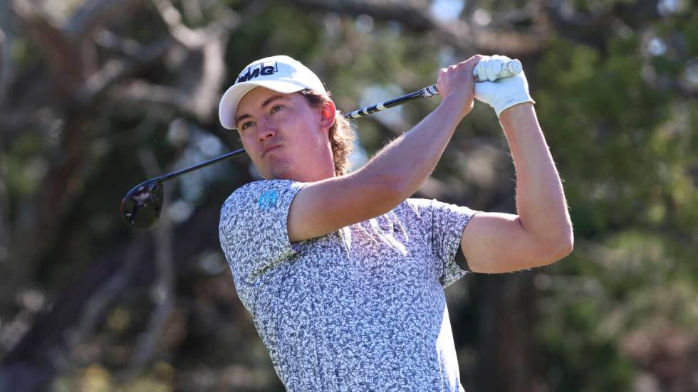 Maverick McNealy drives from the second tee during the final final round of the RSM Classic gol ...