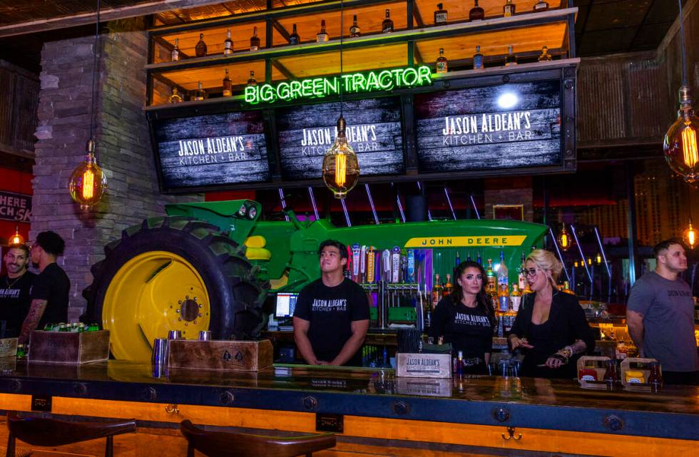 The Big Green Tractor bar within the new Jason Aldean’s Kitchen + Bar at 63 City Center ...