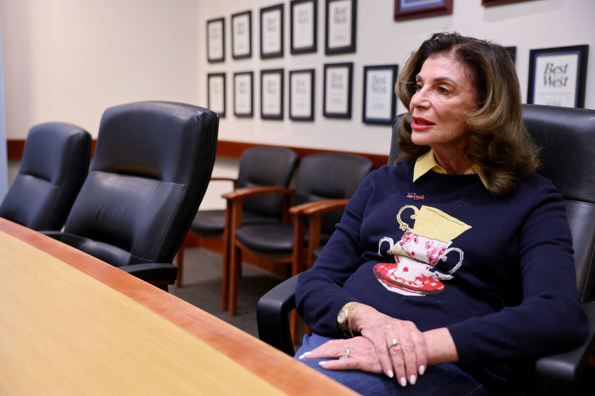 Las Vegas Mayor-elect Shelley Berkley talks to a reporter at the Review-Journal offices in Las ...