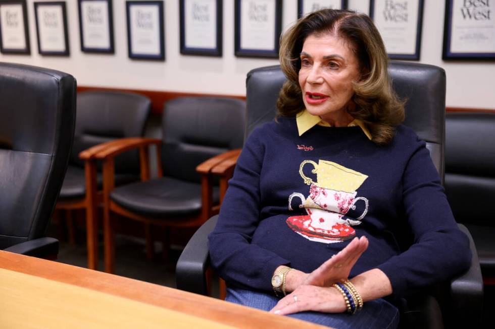 Las Vegas Mayor-elect Shelley Berkley talks to a reporter at the Review-Journal offices in Las ...