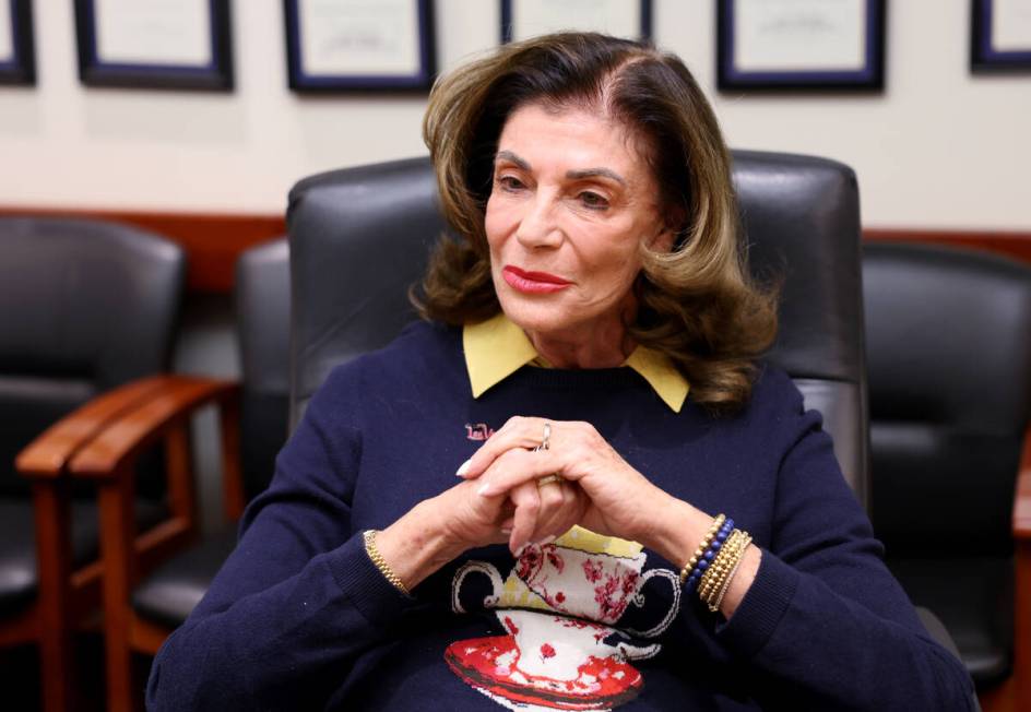 Las Vegas Mayor-elect Shelley Berkley talks to a reporter at the Review-Journal offices in Las ...