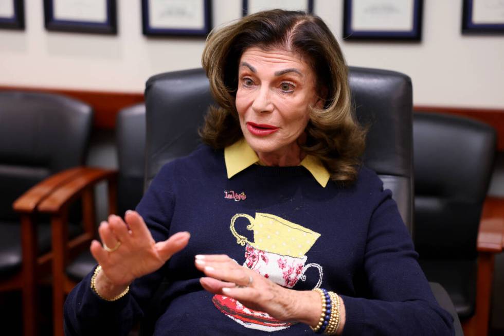 Las Vegas Mayor-elect Shelley Berkley talks to a reporter at the Review-Journal offices in Las ...