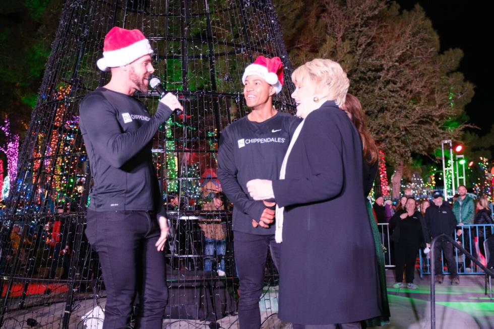 Las Vegas Mayor Carolyn Goodman, middle, is shown with Ryan Kelsey, left and Dio Perez of the C ...