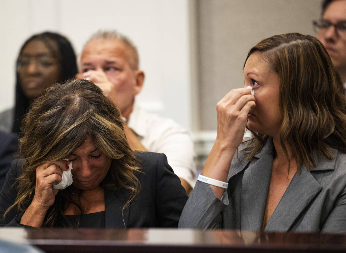 Lisa Miller, left, and her daughter, Mandi Jenkins, wipe tears from their eyes after testifying ...