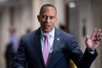 Hakeem Jeffries, D-N.Y., arrives for leadership elections at the Capitol in Washington. (AP Ph ...