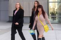 Kirstin “Blaise” Lobato, left, walks out of the Lloyd George U.S. Courthouse afte ...