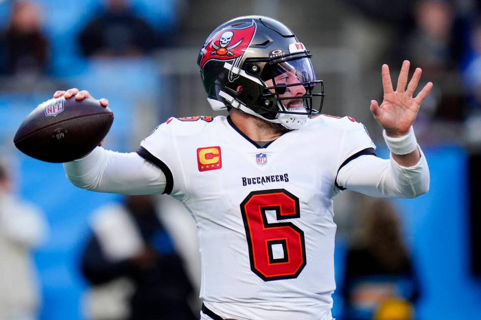 Tampa Bay Buccaneers quarterback Baker Mayfield against the Carolina Panthers during the first ...