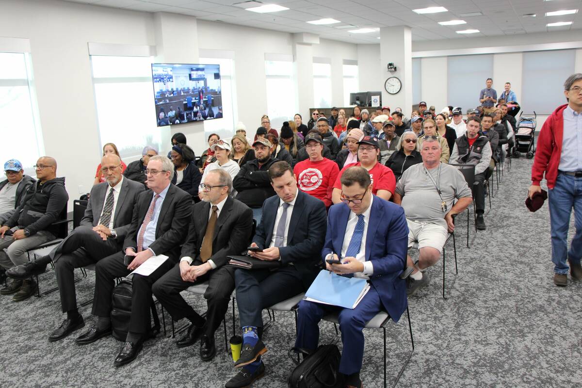 Virgin Hotels Las Vegas' top two executives --- Cliff Atkinson (front row right) and Chad Konra ...