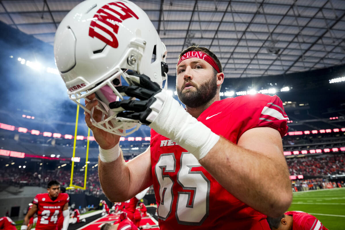 UNLV senior center Jack Hasz (65) against Syracuse on Oct. 4, 2024. Photo courtesy of UNLV spor ...