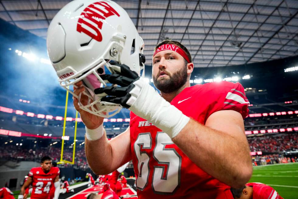 UNLV senior center Jack Hasz (65) against Syracuse on Oct. 4, 2024. Photo courtesy of UNLV spor ...