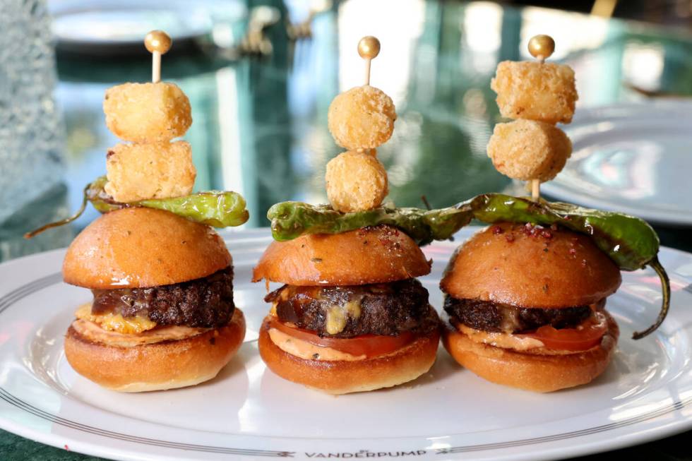 Wagyu sliders are shown at Pinky’s by Vanderpump, the latest restaurant by reality TV star Li ...