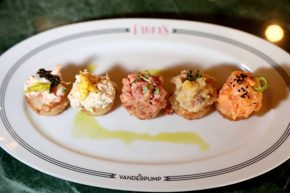 Crispy rice spicy everything is shown at Pinky’s by Vanderpump, the latest restaurant by real ...