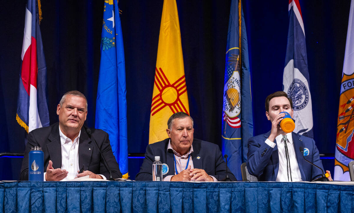 (From left) John Entsminger for Nevada speaks while joined by Tom Buschatzke of Arizona and JB ...