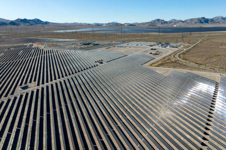 Solar panels are seen at the Harry Allen Power Plant on Tuesday, Oct. 29, 2024, in Las Vegas. N ...