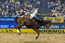 Tim O'Connell rides Bill Fick Top Notch in Bareback Riding during the final day action of the N ...