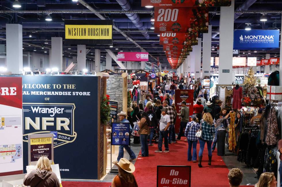 Shoppers arrive at Cowboy Christmas at the Las Vegas Convention Center, on Friday, Dec. 6, 2024 ...