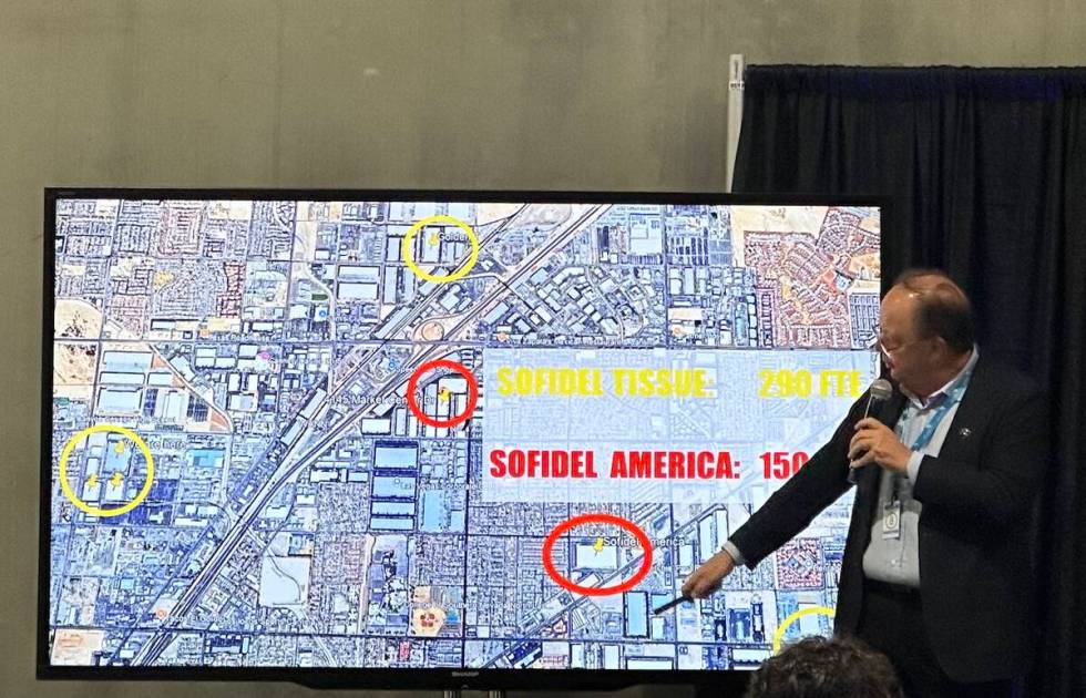 Sofidel CEO Luigi Lazzareschi showcasing the five Sofidel locations in Las Vegas. (Emerson Drew ...