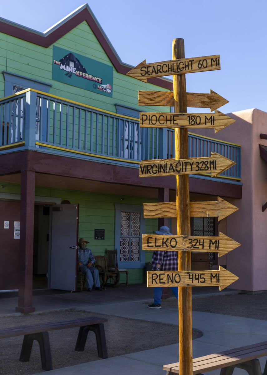 A directional sign marking locations within The Mine Experience at the McCaw STEAM Academy camp ...