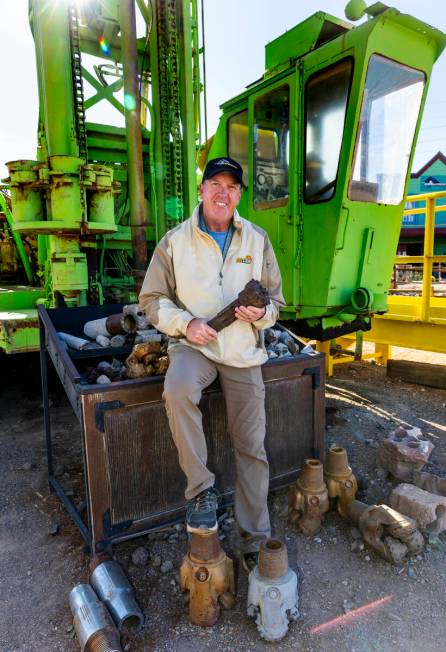 Executive Director Phil Luna with The Mine Experience beside a drilling machine at the McCaw ST ...