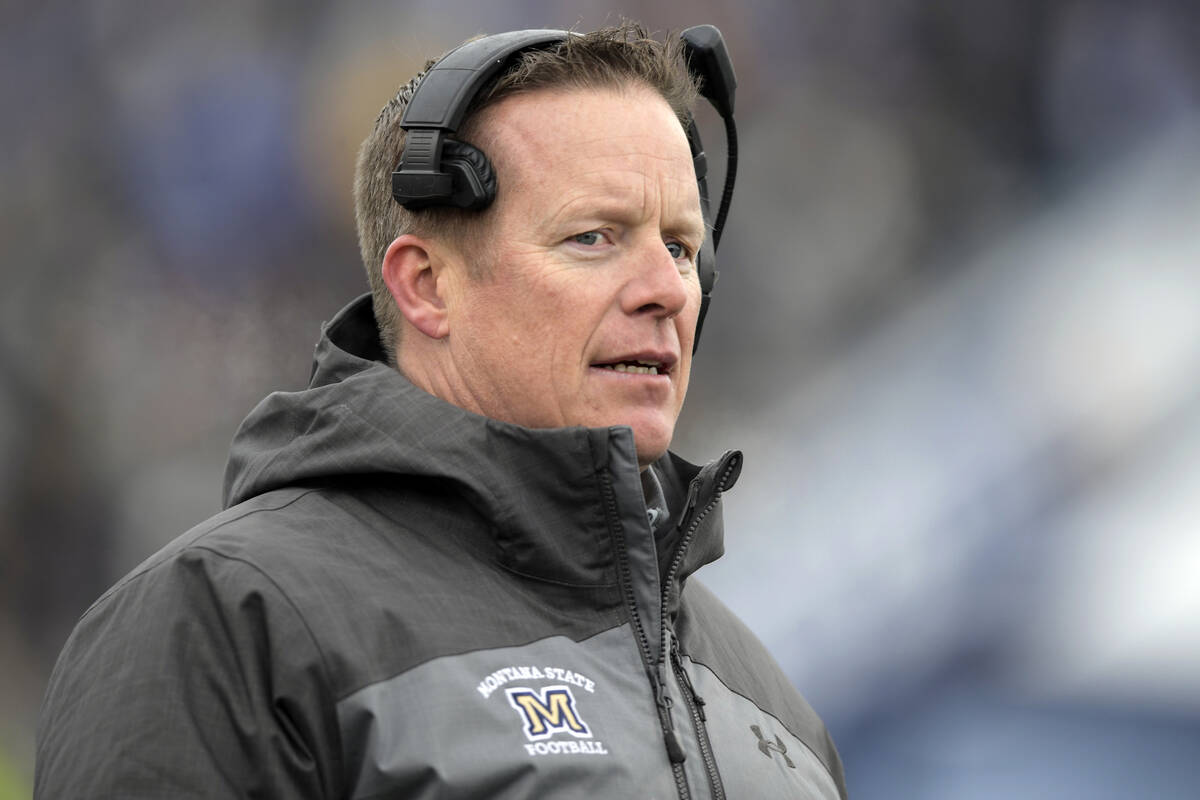 FILE - Montana State head coach Brent Vigen looks on during the first half of an NCAA college f ...