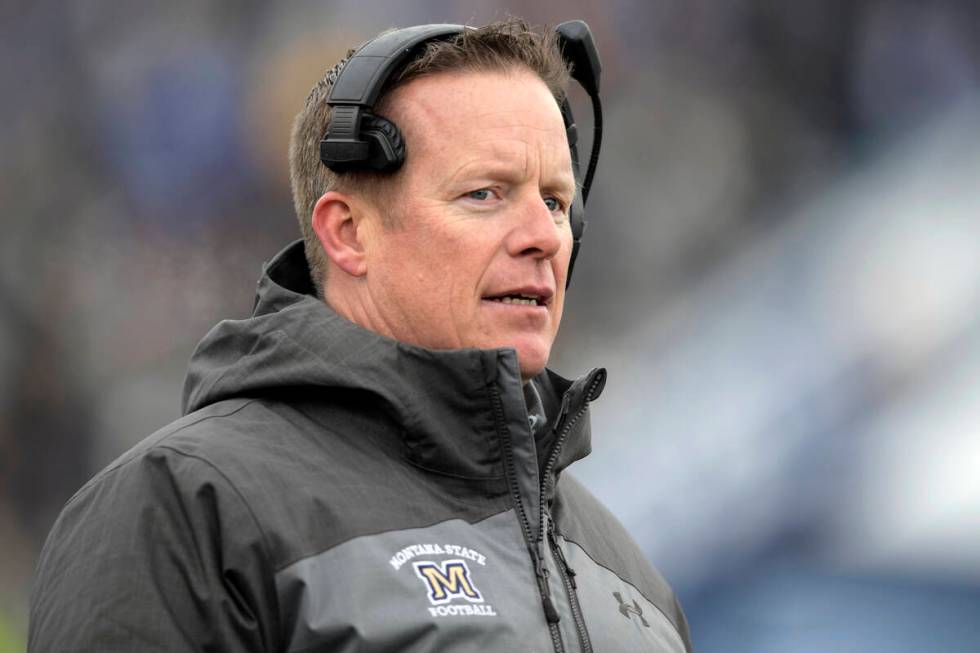 FILE - Montana State head coach Brent Vigen looks on during the first half of an NCAA college f ...