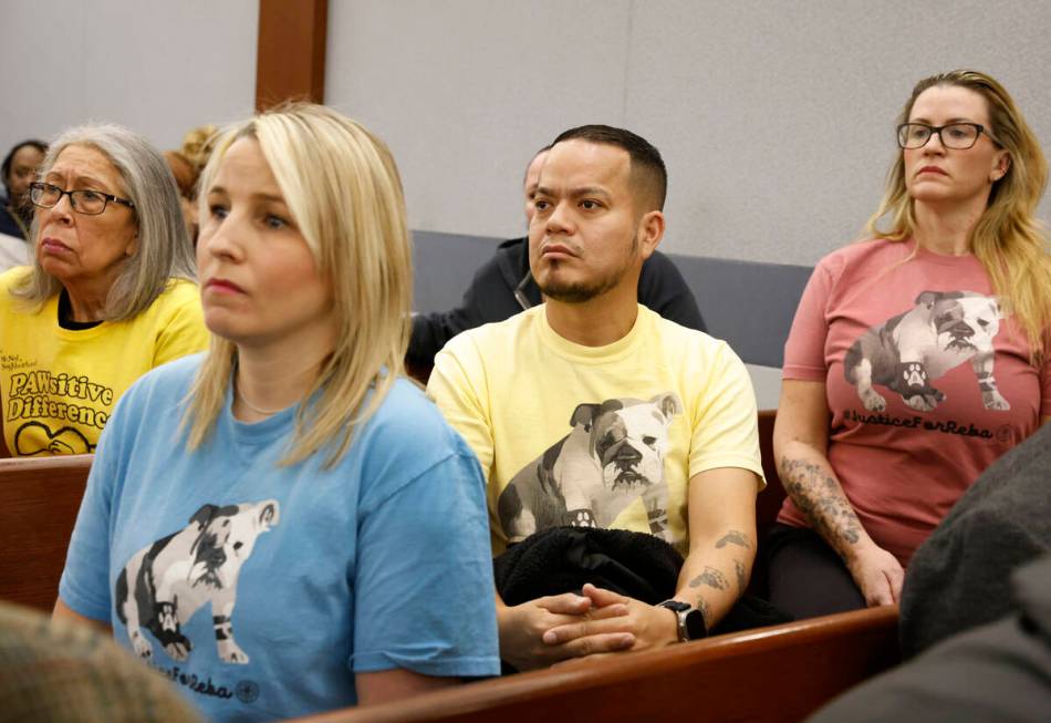 Volunteers at Vegas Pet Rescue watch as Markeisha Chanpale Foster and Isaac Laushaul Jr., not p ...