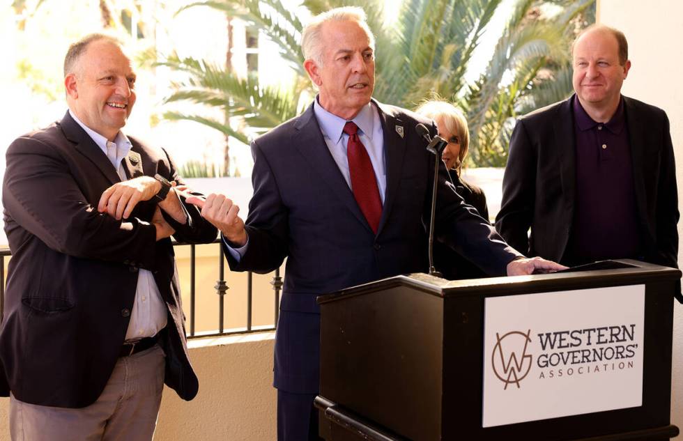 Nevada Gov. Joe Lombardo speaks at a press conference during the Western Governors’ Asso ...