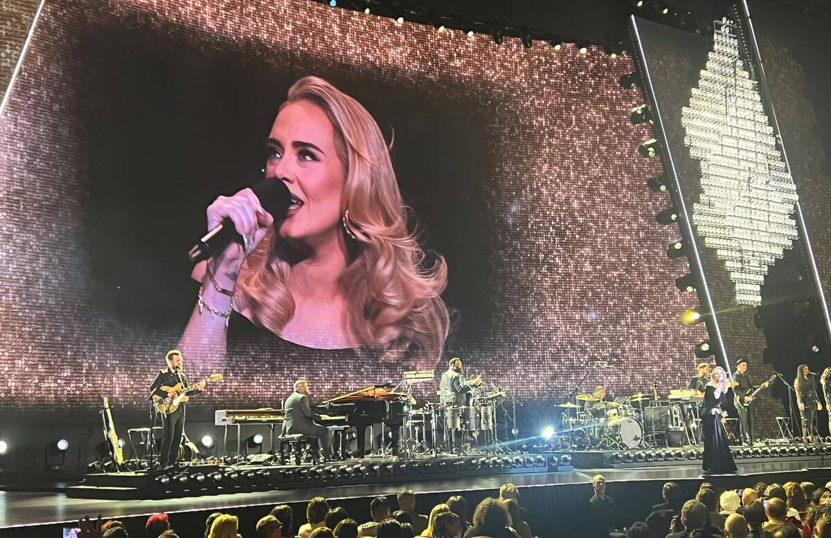 Adele is shown on opening night of "Weekends With Adele" at the Colosseum at Caesars Palace on ...