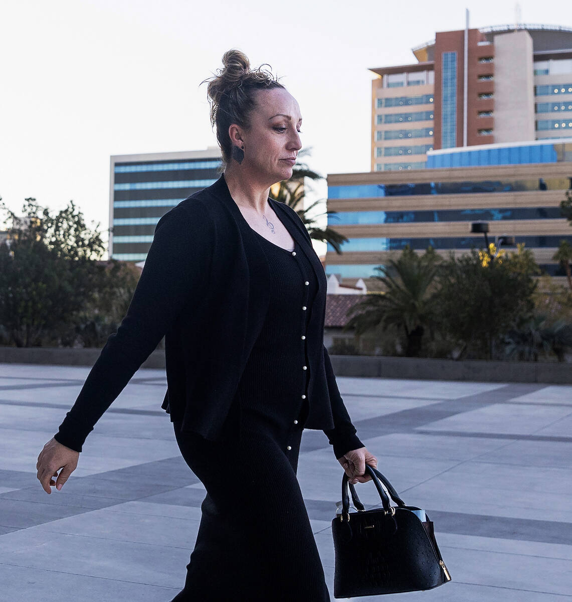 Kirstin “Blaise” Lobato walks out of the Lloyd George U.S. Courthouse, Tuesday, D ...