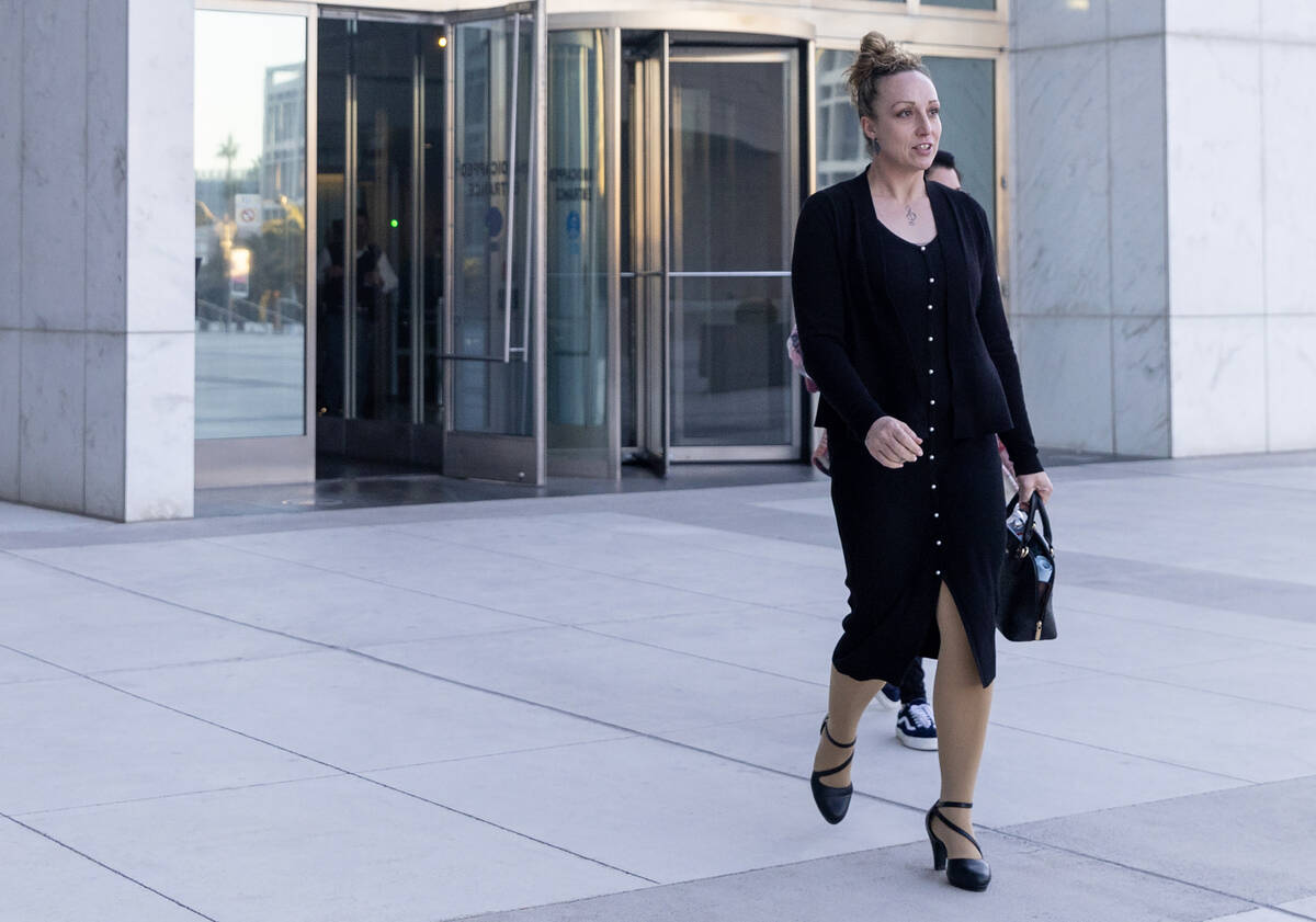 Kirstin “Blaise” Lobato walks out of the Lloyd George U.S. Courthouse, Tuesday, D ...