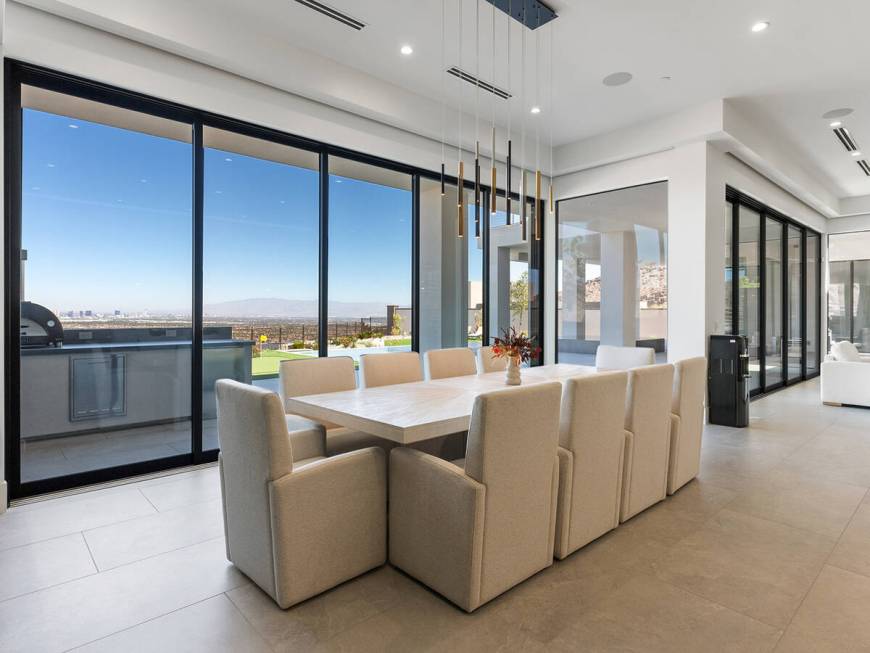 The formal dining area has views of the Las Vegas Valley. (Theo Ayala/The Agency Las Vegas)