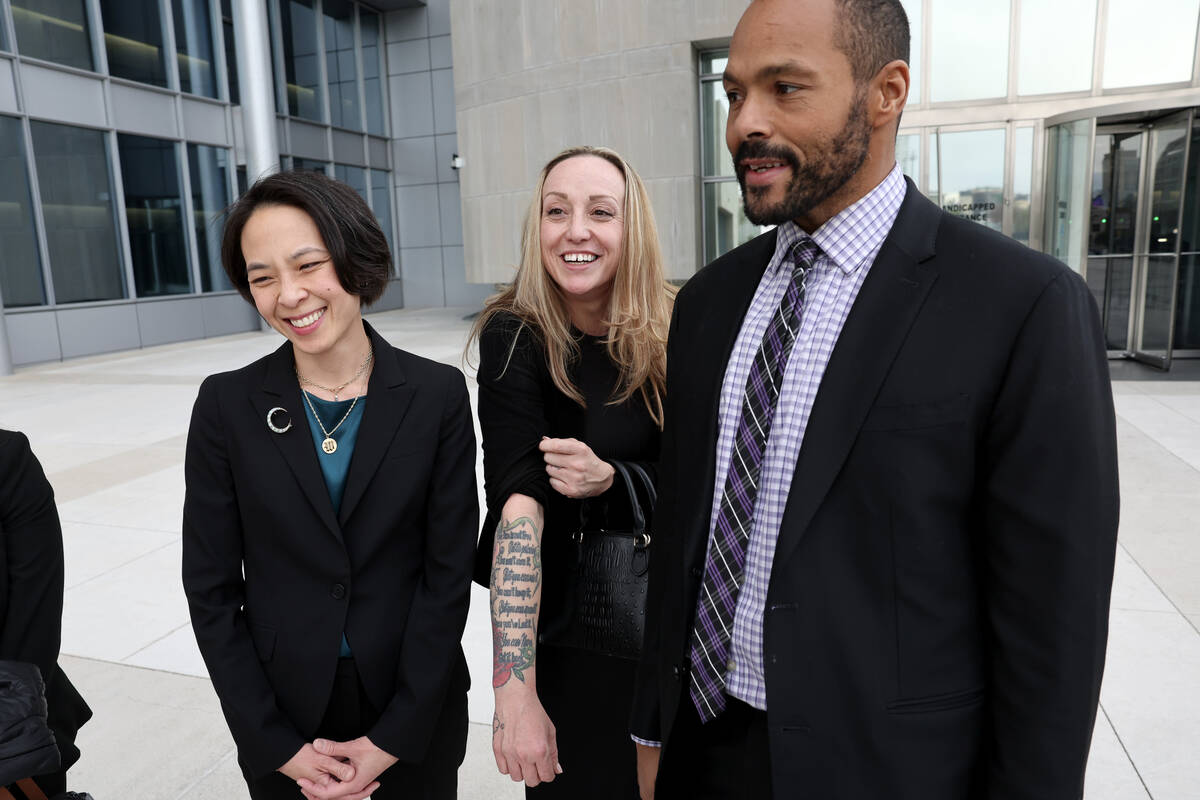 Kirstin “Blaise” Lobato walks out of the Lloyd George U.S. Courthouse in Las Vegas with her ...